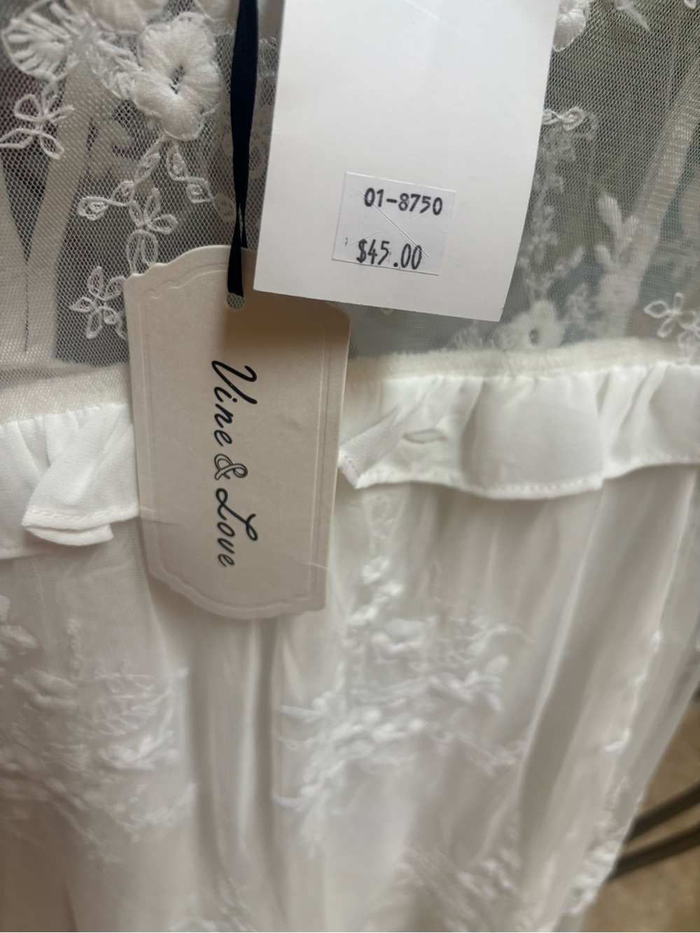Vine & Love White Sheer Lace Floral Ruffle Trim Embroidered Blouse New With Tags - Picture 9 of 11